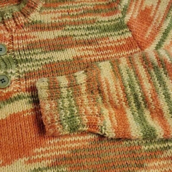 Handmade Fabulous Sz. XL Fall Autumn Colors LS Knitted 3 Button Sweaters - Picture 4 of 9